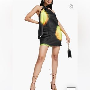 TOPSHOP Eclipse Halter Neck Satin Minidress | 2 US (fits like 0)